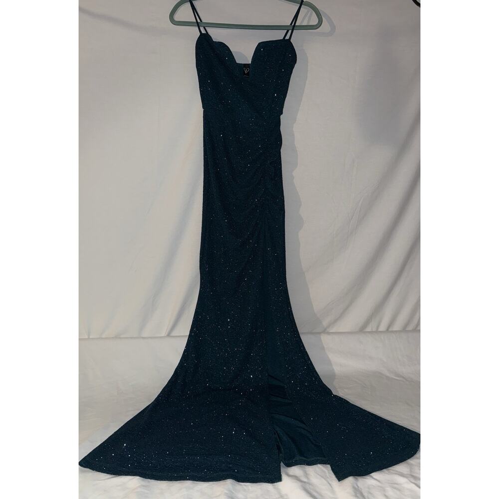 Windsor Emerald Glitter Mermaid Formal Dress Womens XS Slit Gown